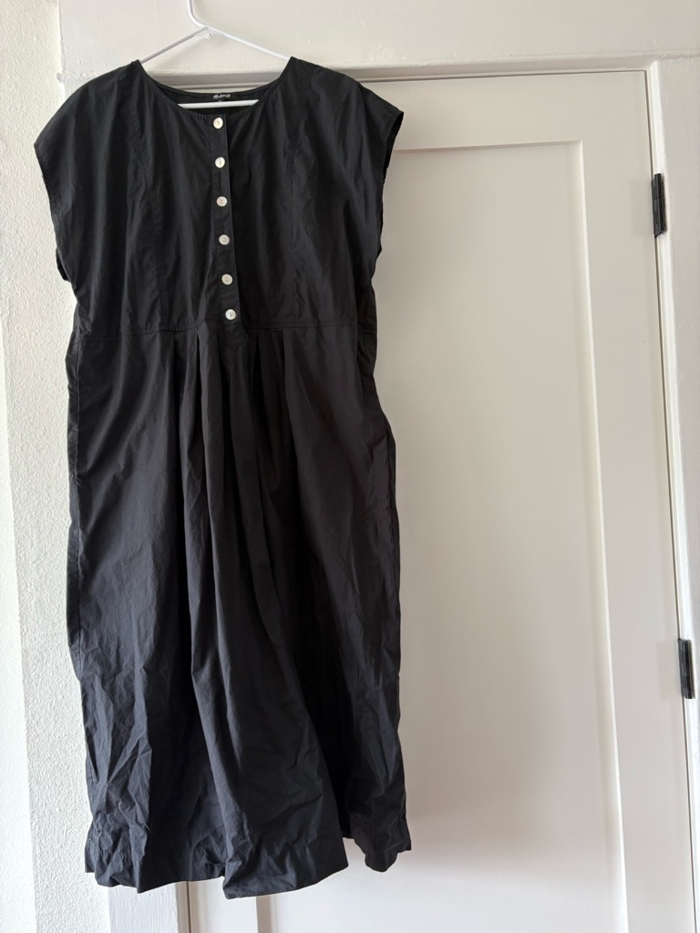 MADEWELL POPLIN BUTTON FRONT MIDI DRESS IN BLACK SZ XL - Picture 4 of 5